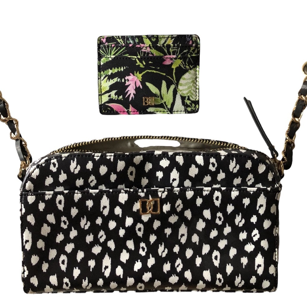 NEW Crossbody Purse Card Wallet Set Dena Designs Animal Floral Black Green Pink